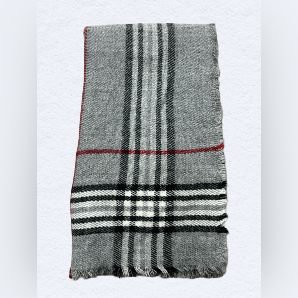 Classic Gray Plaid Scarf